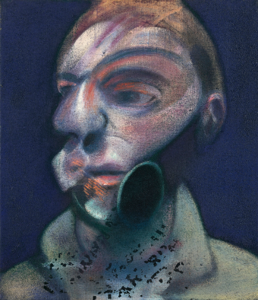 弗朗西斯?培根《自画像》油彩、Letraset印字画布 35.5 x 30.5cm 1975年作