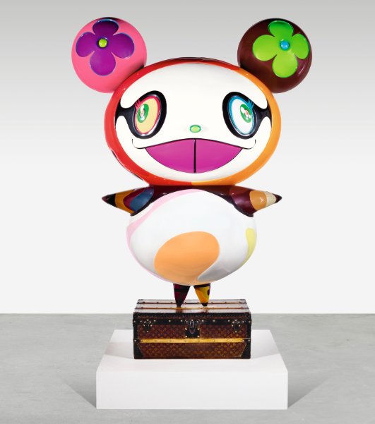 村上隆《熊猫》玻璃纤维、LV古董行李箱 3版之一 2003年作