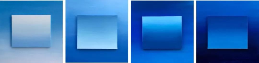 光-海- 空间序列 No.7-1----No.7-4 　Light-Sea-Spatial Sequence No.7-1----No.7-4 　　绘画装置 Painting device 　　100cm×100cm/50cm×60cm×4 　　2018