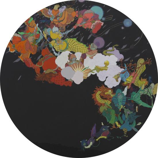 《风言风语记》180x180cm 布面丙烯 亢世新 2013