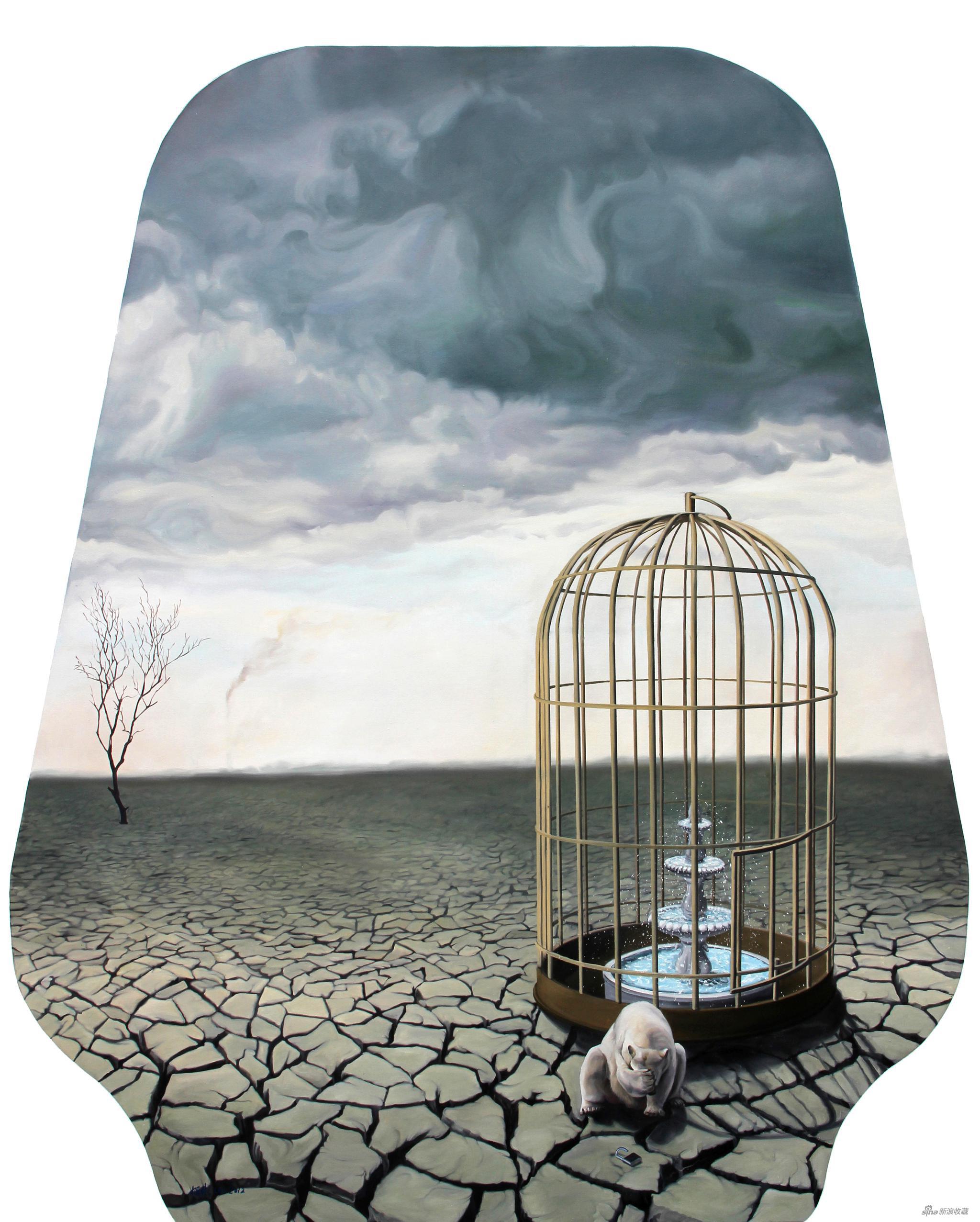 《进退两难》200x160cm布面油画2012年