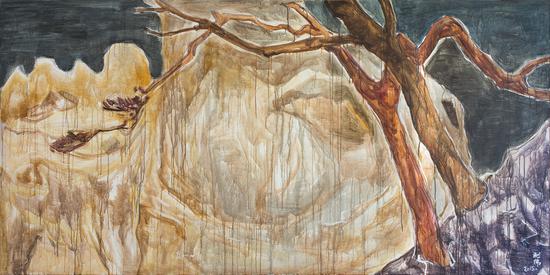 山行系列之远迎 郭利伟 布面丙烯 150×300cm 2015年