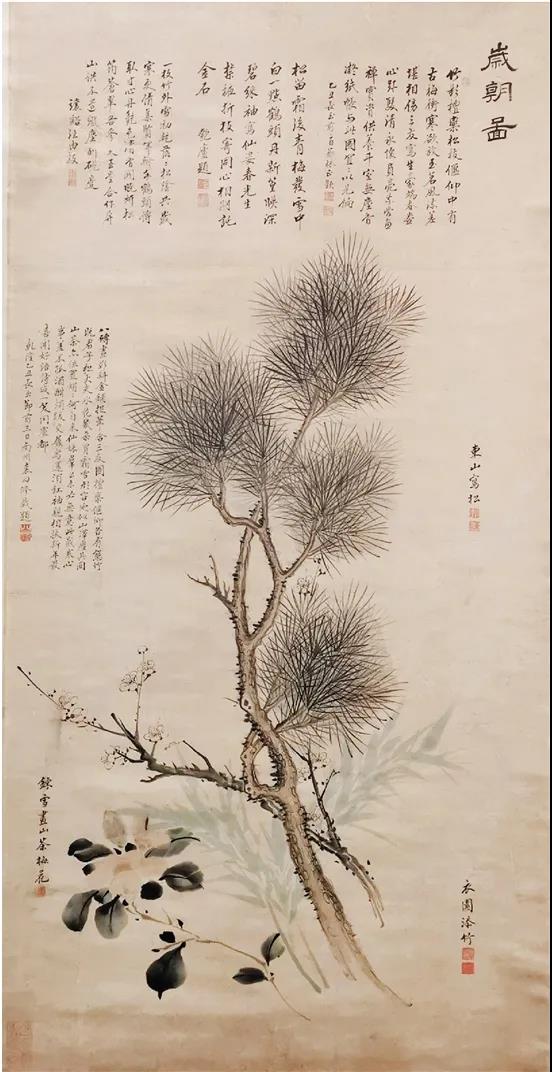 清   董邦达等   岁朝图   105×54cm   纸本设色广州艺术博物院藏