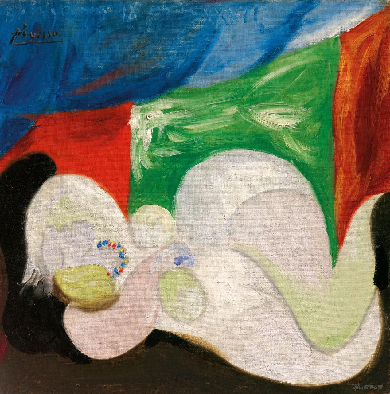 《戴项链的躺卧裸女》（Femme nue couchée au collier），巴勃罗·毕加索，1932