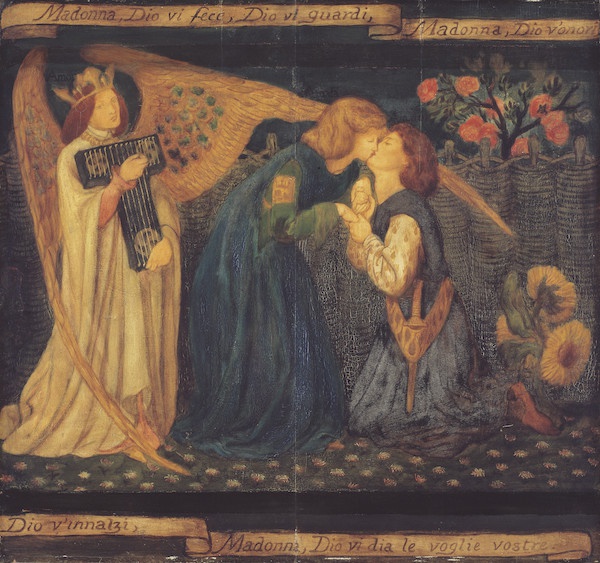 但丁·罗塞蒂《爱的致意》（ Love’s Greeting，1861），现藏于美国波士顿伊莎贝拉嘉纳艺术博物馆