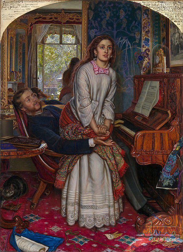 威廉·亨特《觉醒的良知》（The Awakening Conscience，1853），现藏于英国伦敦泰特美术馆