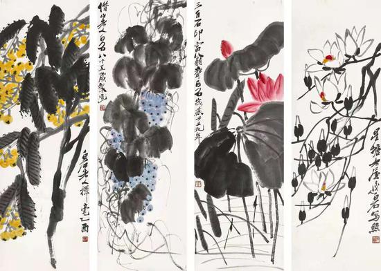 齐白石(1864-1957) 香卉佳果四屏557.75万成交