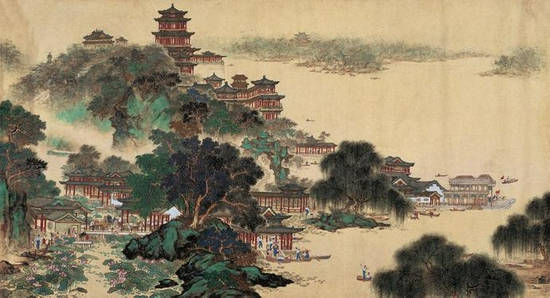 何镜涵 《颐和园》 96×177cm 纸本设色 1961年 北京画院藏