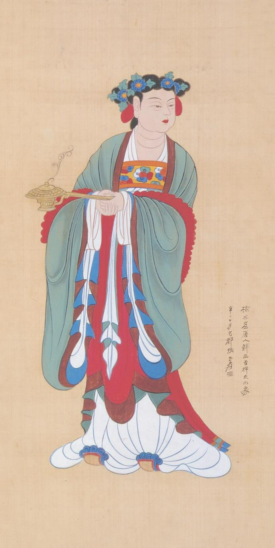 张大千 《临吉祥天女像》 96×59m 纸本设色 1944年 北京画院藏