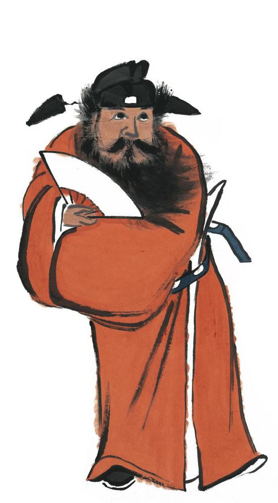 齐白石《钟馗》133.5×33.5cm 纸本设色无年款 北京画院藏