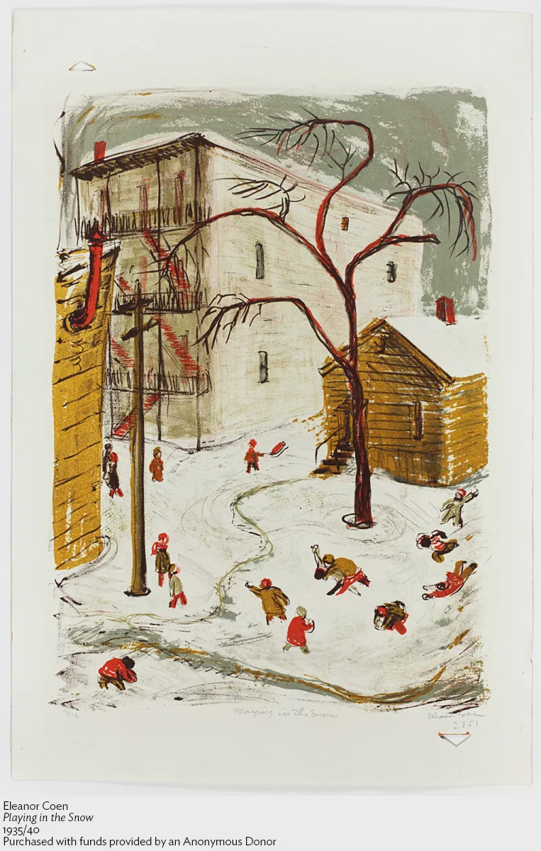 埃莉诺·科恩，《雪中嬉戏》，1935/40年，芝加哥艺术博物馆，馆藏编号：1940.1249