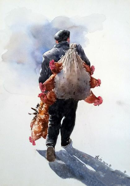 《儿子的学费》 杨永 51*71cm 2012年