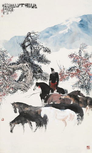 彭先诚《天山牧马图》