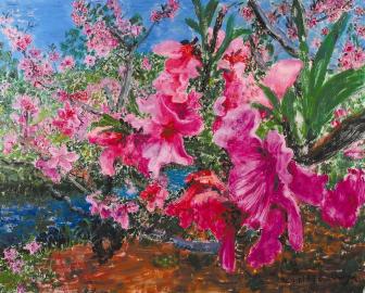 周春芽油画作品《桃花》