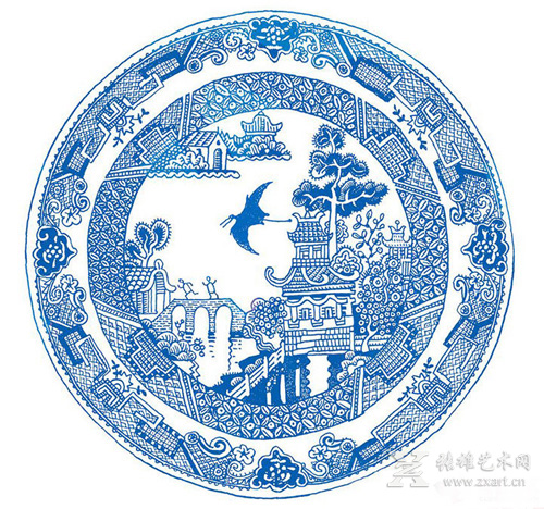 幽默派青花瓷碟