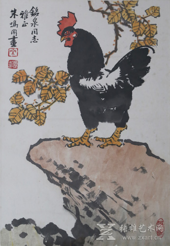 朱鸣冈 雄鸡图 