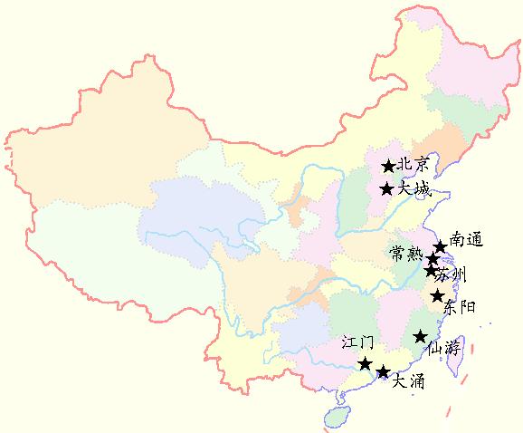 中国红木家具主要产地分布图