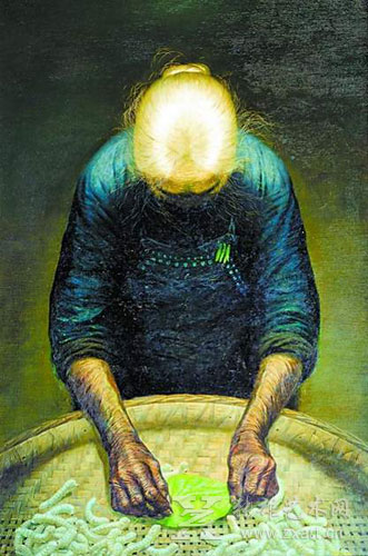 罗中立 春蚕 1983年作 200×134cm 布面油画 4370万元成交
