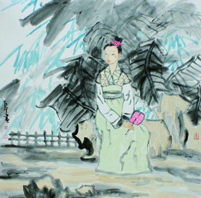   《消夏》 68×68厘米 纸本水墨 2013年   