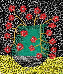 草间弥生《花》，布面丙烯，45.5×38cm，1983年