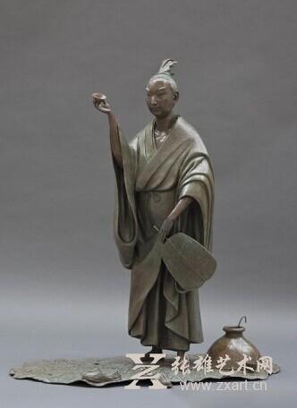 田世信作品《王勃像》2013,铜,111x53x95
