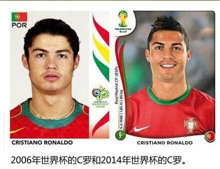 2006年和2014年的世界杯球星卡对比