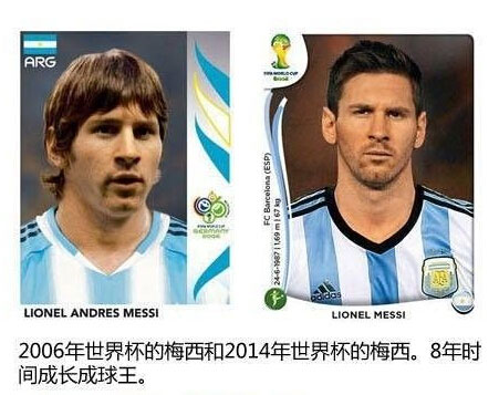 2006年和2014年的世界杯球星卡对比