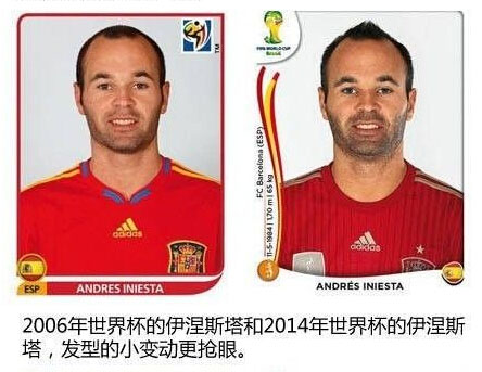 2006年和2014年的世界杯球星卡对比