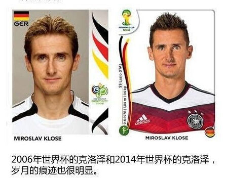 2006年和2014年的世界杯球星卡对比