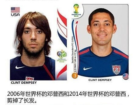 2006年和2014年的世界杯球星卡对比