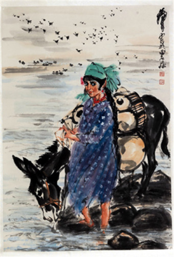 　《饮水图》