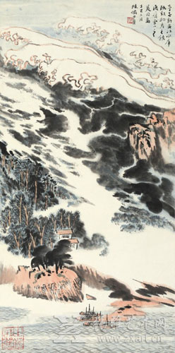 陆俨少《新安江即景图》