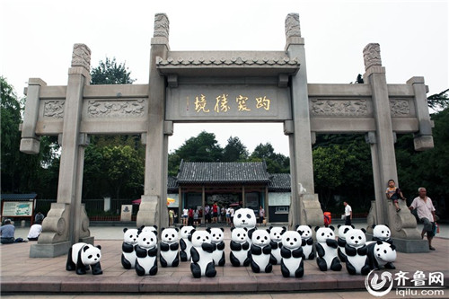 百只熊猫雕塑乘公交环游“快闪”济南
