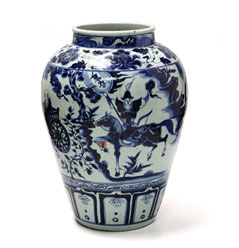 稀世珍宝元代青花鬼谷子瓷罐