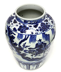 稀世珍宝元代青花鬼谷子瓷罐