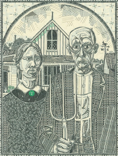 美艺术家用美钞创作令人惊叹的拼贴画
