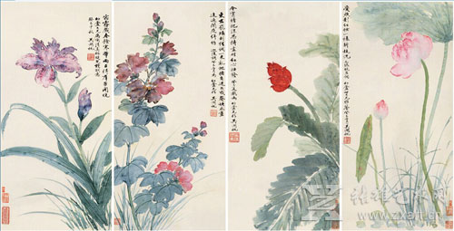   朵云轩拍卖 吴湖帆 《花卉四屏》 1437.5万元