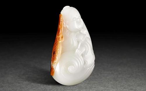 00546号拍品 于雪涛 和田玉籽料如意有余把件7.0*3.9*2.1cm 79g
