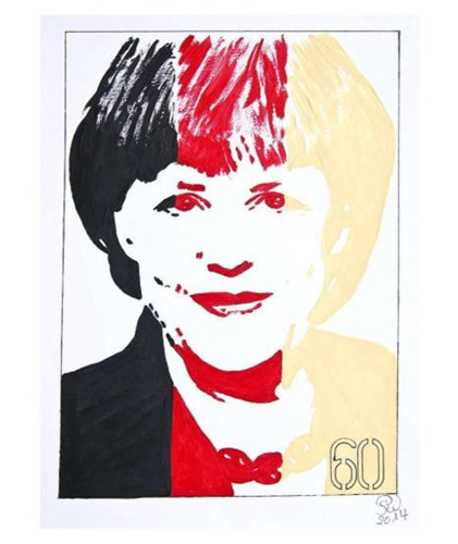 默克尔迎来60岁生日，德国民众为其画肖像庆祝
