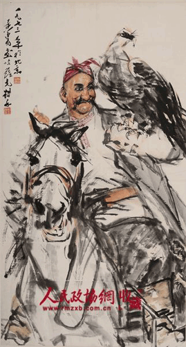 黄胄 哈萨克猎手尺寸123×67cm