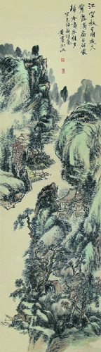 山水  黄宾虹  纸本立轴  尺寸：116×33cm 约3.4平尺  估价：2,000-3,000