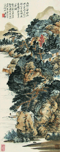 唐云  溪山独钓  纸本立轴  尺寸：92×37cm 约3.1平尺  估价：4,000-6,000