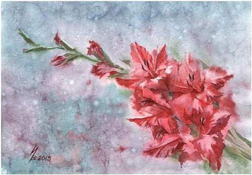 白俄罗斯艺术家Inna水彩花卉插画作品欣赏
