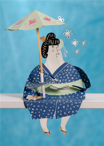瑞典插画家纸雕作品：跃然于桌缘的小纸人