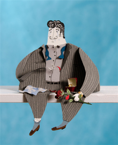 瑞典插画家纸雕作品：跃然于桌缘的小纸人