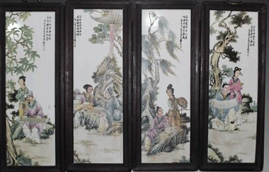 王大凡瓷板画仕女图