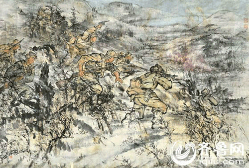 黄荣俊《红旗河战斗》朝鲜画