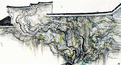   北京匡时2014春拍作品吴冠中《墙上秋色》