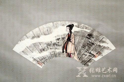   傅益玉《仕女扇面》