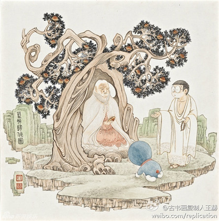 蓝胖子和大雄穿越到中国古画